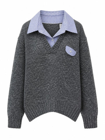 Grounded Striped Knit Pullover