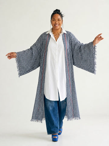 Free Spirit Plaid Fringe Kaftan