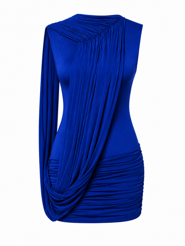 Confident Irregular Ruched Mini Dress