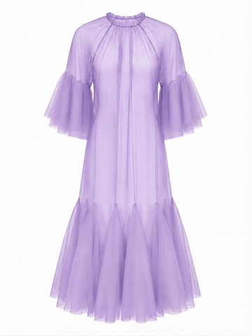 Ethereal Ruffled Mesh Maxi Dress