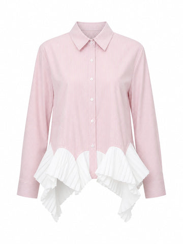 Elegant Striped Ruffled Blouse