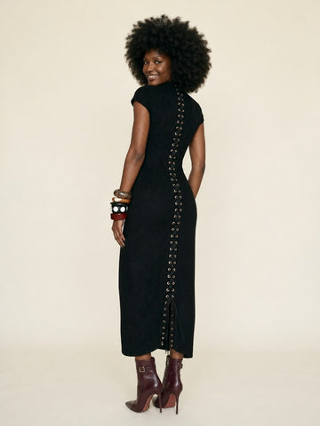 Audacious Lace-Up Split Maxi Dress