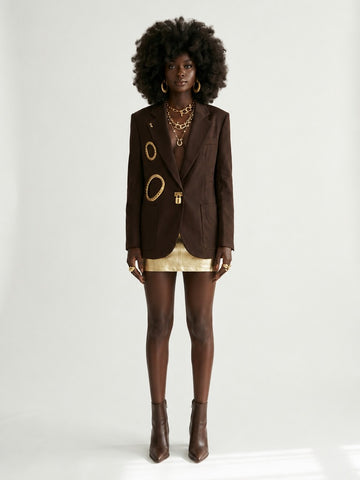 Daring Gold Metal Blazer