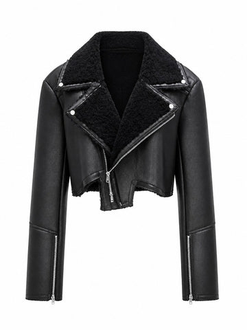 Daring Faux Shearling Cropped Jacket