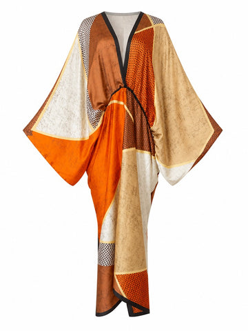 Free Spirit Printed Deep V-Neck Kaftan