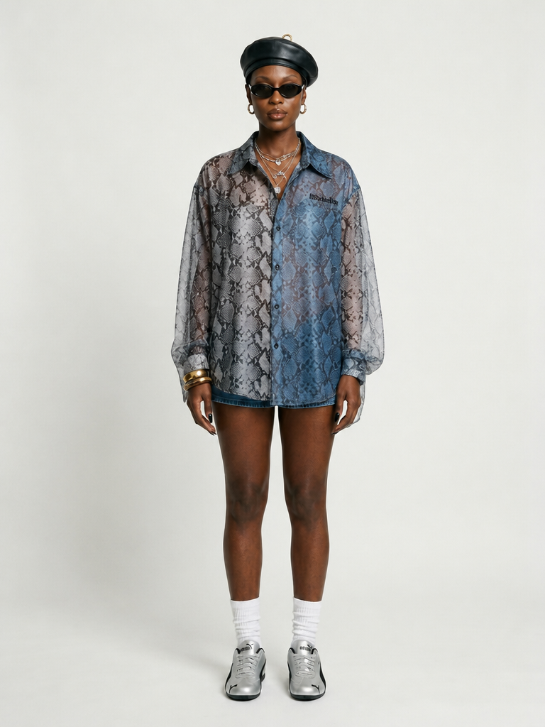 Fierce Snake Print Oversized Shirt