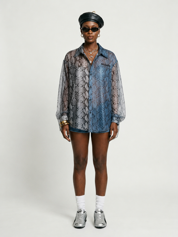 Fierce Snake Print Oversized Shirt