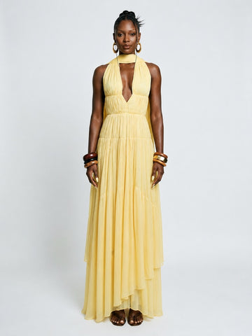 Radiant Flowing Halter Maxi Dress