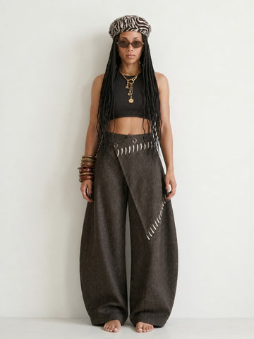 Grounded Patchwork Wide Leg Trousers
