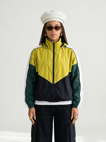 Vibrant Patchwork Hooded Jacket