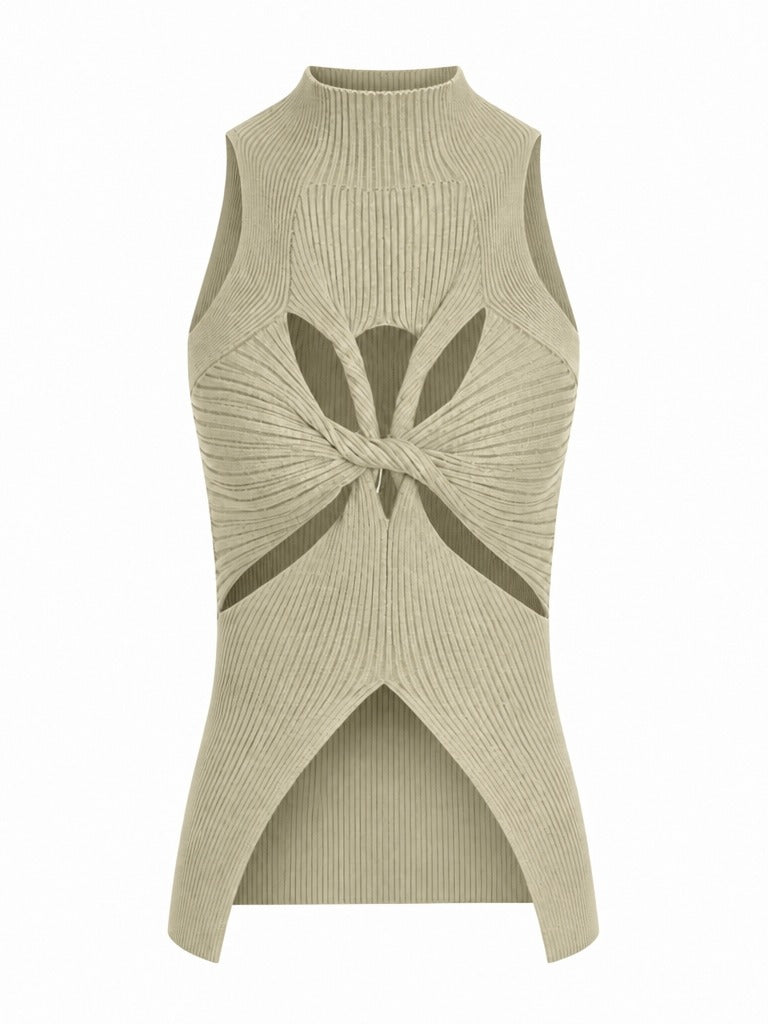 Audacious Ribbed Cutout Tank Top
