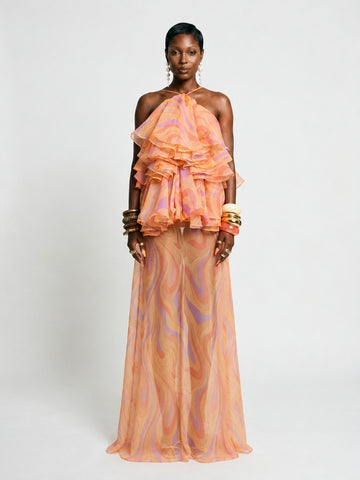 Free Spirit Printed Ruffle Maxi Dress