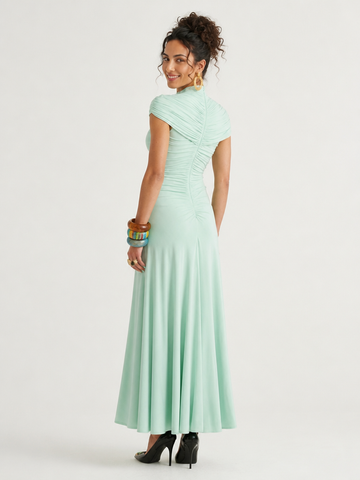 Elegant Ruched A-Line Maxi Dress
