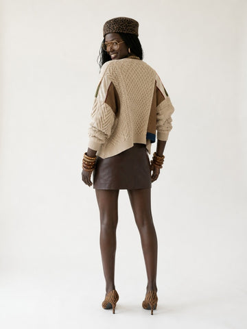 Unique Patchwork Knit Pullover