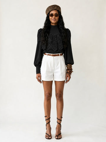 Elegant Lace Spliced Blouse