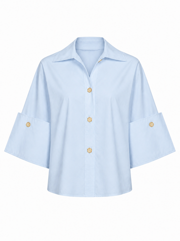 Elegant Pearl Lapel Blouse