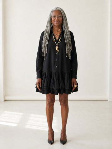 Elegant Ruffled Mini Shirt Dress