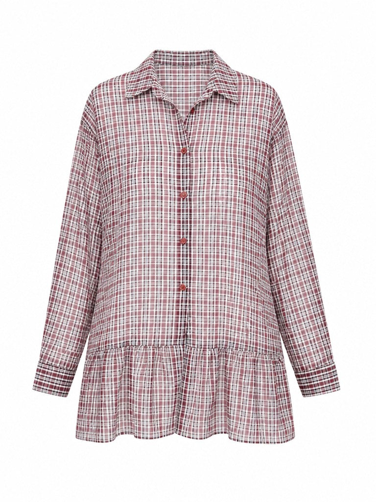 Wanderlust Plaid Ruffled Blouse