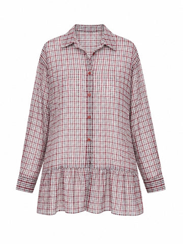 Wanderlust Plaid Ruffled Blouse