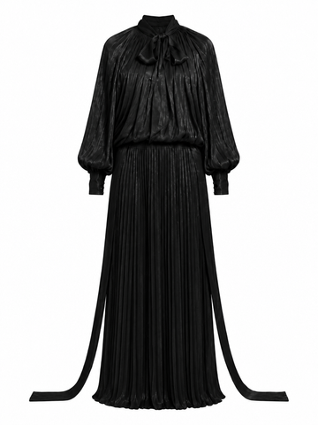 Divine Golden Pleated Maxi Dress
