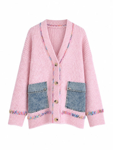 Vibrant Patchwork Knit Cardigan