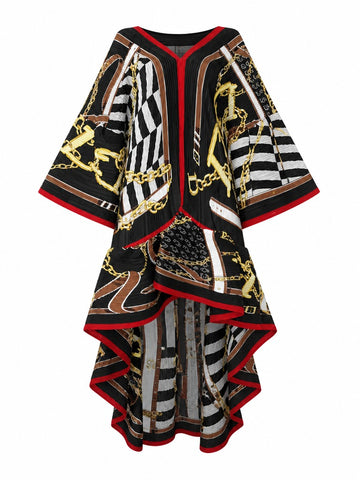 Vibrant Pleated Floral Kaftan