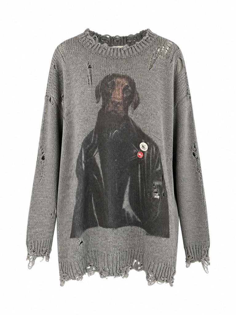 Audacious Distressed Knit Pullover