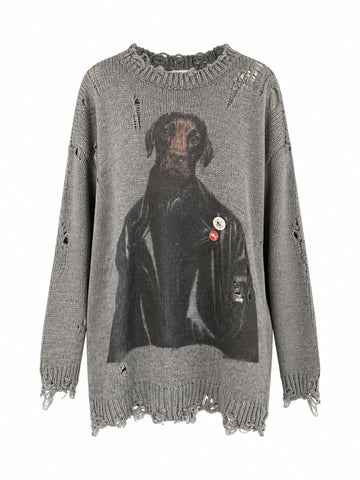 Audacious Distressed Knit Pullover