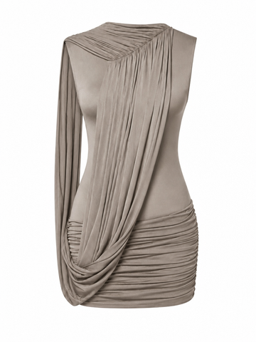 Confident Irregular Ruched Mini Dress