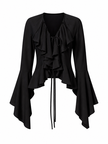 Graceful Ruffled Flare Sleeve Blouse