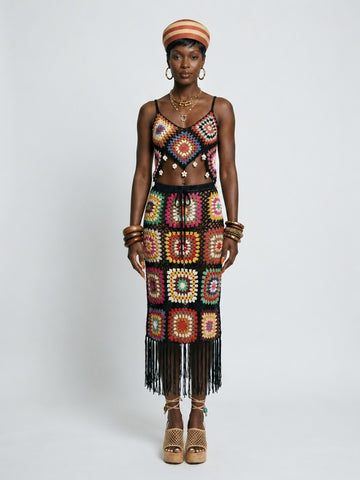 Wild Heart Crochet Tassel Skirt Set