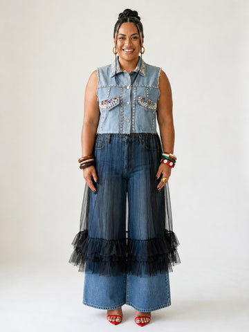 Audacious Pearl Mesh Vest Dress