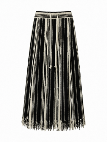 Free Spirit Striped Tassel Knit Skirt