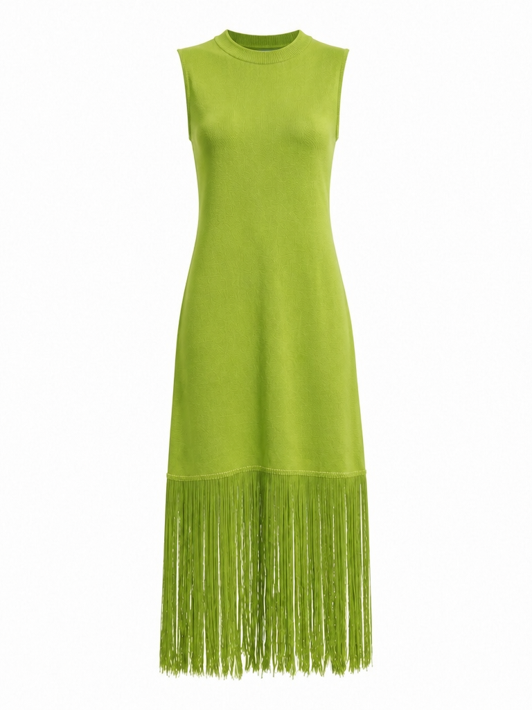 Vibrant Knit Tassel Maxi Dress