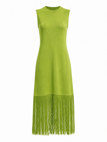 Vibrant Knit Tassel Maxi Dress