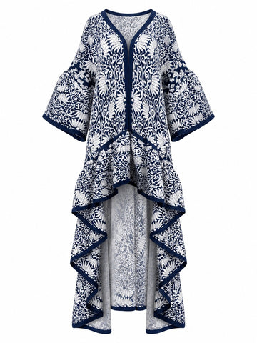 Vibrant Pleated Floral Kaftan