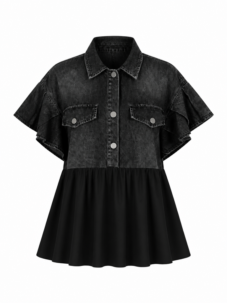 Wild Heart Patchwork Denim Blouse