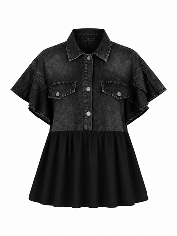 Wild Heart Patchwork Denim Blouse