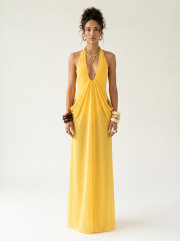 Confident Halter Cutout Maxi Dress
