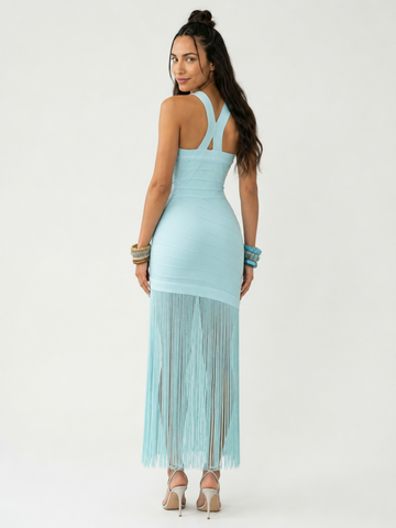 Radiant Fringe Bandage Maxi Dress