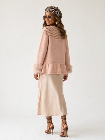 Radiant Rhinestone Faux Fur Sweater