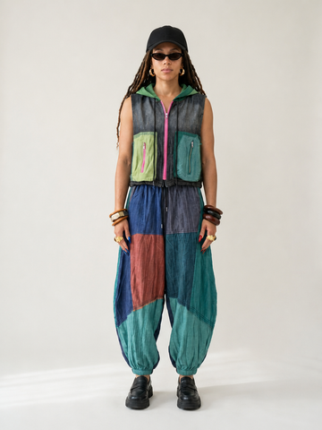 Unique Color Block Denim Set