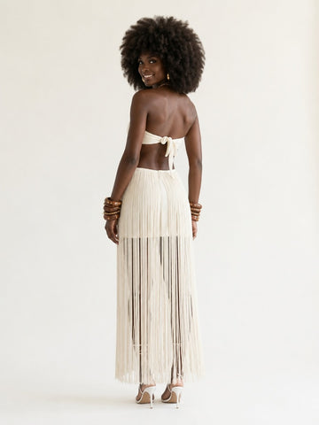 Radiant Tassel Halter Maxi Dress