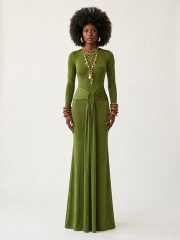 Confident Ruched Knit Maxi Dress