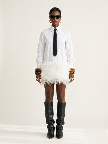 Daring Feather Trim Mini Blouse