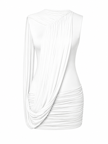 Confident Irregular Ruched Mini Dress