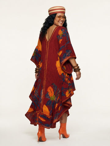 Vibrant Pleated Floral Kaftan