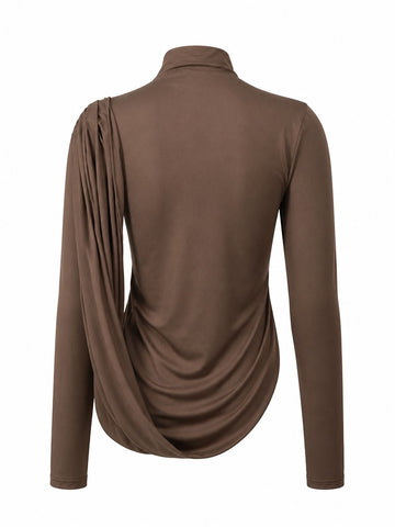 Elegant Draped Turtleneck Top