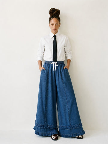 Wanderlust Ruffle Wide-Leg Jeans