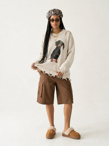 Wild Heart Distressed Knit Sweater